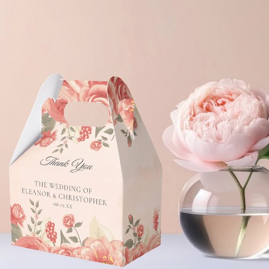 コーラルフローラロマンチック庭園の結婚式カスタム フェイバーボックス