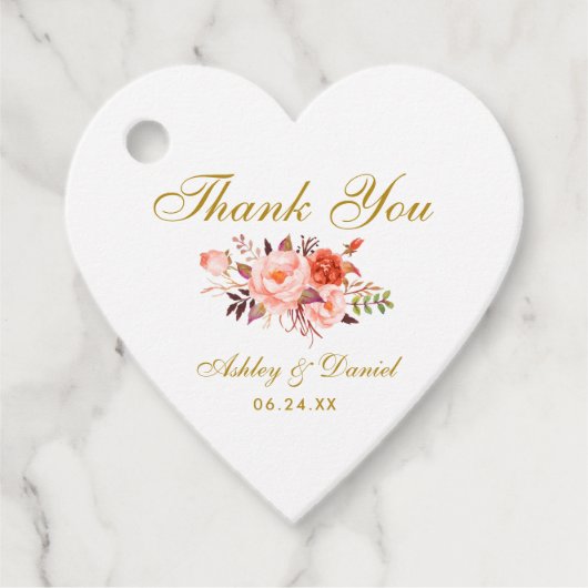 コーラルフローラ結婚金ゴールドズサンキューハート フェイバータグ (正面)