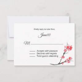 コーラルフローリングブランチウェディングRSVP 出欠カード