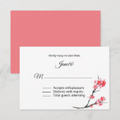 コーラルフローリングブランチウェディングRSVP 出欠カード (正面/裏面)