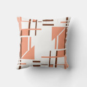 コーラルブラウンの白い幾何学的なシェイプの線デザイン クッション (裏面)