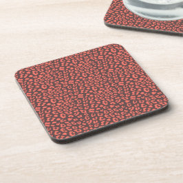 コーラルブラウンLeopardプリント コースター