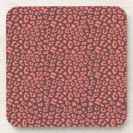 コーラルブラウンLeopardプリント コースター (正面)