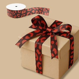 コーラルブラウンLeopardプリント サテンリボン