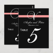 コーラルブラックイニシャルV結婚のテーブル番号カード ポストカード (正面/裏面)