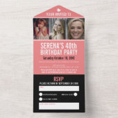 コーラルブラック3枚の写真40th Birthdayパーティー オールインワン招待状 (内側)