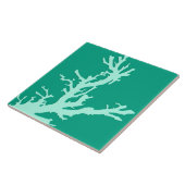 コーラルブランチ – ティール（緑がかった色）とシーフオムグリーン タイル (側面)