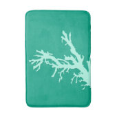 コーラルブランチ – ティール（緑がかった色）とシーフオムグリーン バスマット (正面縦)