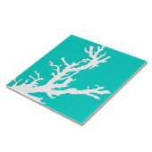 コーラルブランチ – ホワイトオンターコイズ タイル (側面)