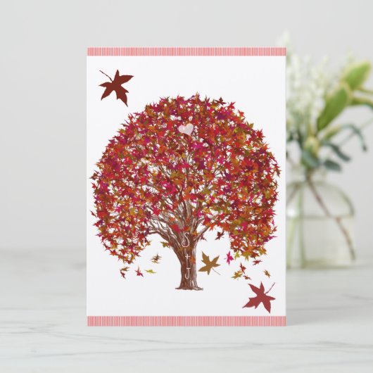 コーラルブルガンディレッドツリー結婚式招待状 招待状 (スタンド正面)