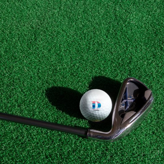 コーラルブルーかわいいモノグラムのイニシャルD ゴルフボール