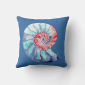 コーラルブルーとグレーオンブルーのノーチラス貝 クッション (裏面)