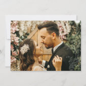 コーラルブルーの蝶がアートフォト結婚の 招待状 (裏面)