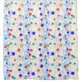 コーラルブルーアクアライムグリーンサークルドット シャワーカーテン (正面)