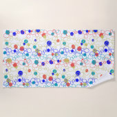 コーラルブルーアクアライムグリーンサークルドット ビーチタオル (正面)