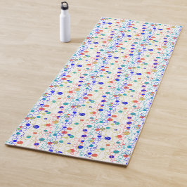 コーラルブルーアクアライムグリーンサークルドット ヨガマット