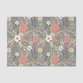 コーラルブルーエレガントグリーンフローラパッテン 薄葉紙