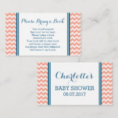 コーラルブルーシェブロン赤ちゃんシャワーブックリクエストカード エンクロージャーカード (正面/裏面)