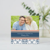 コーラルブルーダマスク フォト ウェディング ヴォウ リニューアル 招待状 (スタンド正面)