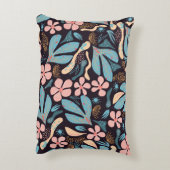 コーラルブルーフローラダークプリント アクセントクッション (裏面(縦))