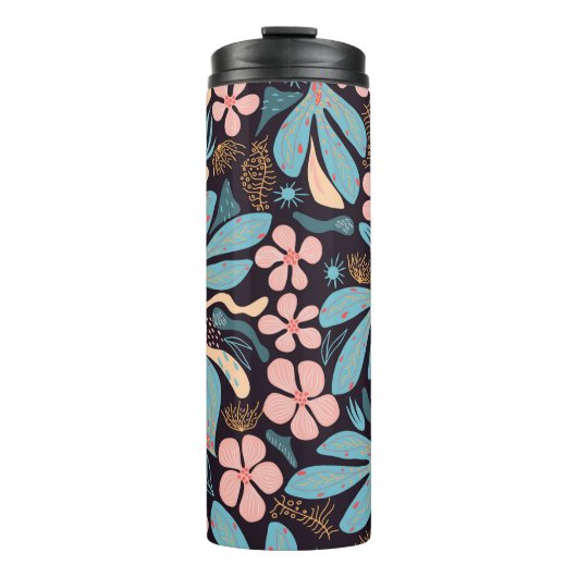 コーラルブルーフローラダークプリント タンブラー (正面)