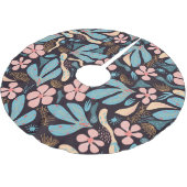 コーラルブルーフローラダークプリント ブラッシュドポリエステルツリースカート (アングル)