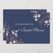 コーラルブルーフローラブライダルシャワー招待状 招待状 (正面/裏面)