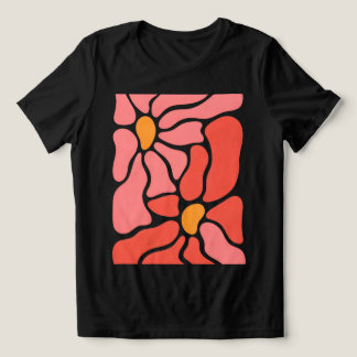 コーラルブルーム 女性用抽象的フラワープリントTシャツ トライブレンドＴシャツ