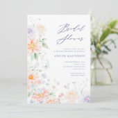 コーラルブルーワイルドフラワーブライダルシャワー招待状 招待状 (スタンド正面)