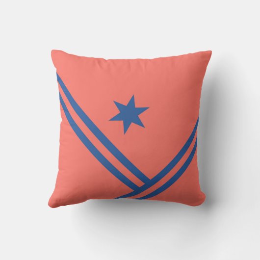 コーラルブルー対角ストライプ星印モダン象 クッション (裏面)