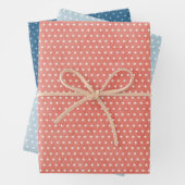 コーラルブルー水玉模様スターパターンミックスnマッチ ラッピングペーパーシート (インサイチュ)
