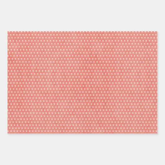 コーラルブルー水玉模様スターパターンミックスnマッチ ラッピングペーパーシート (正面)