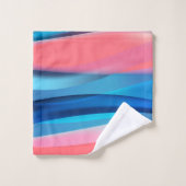 コーラルブルー波抽象芸術名 バスタオルセット (ウォッシュタオル)