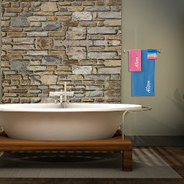 コーラルブルー波抽象芸術名 バスタオルセット