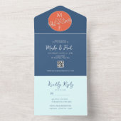 コーラルブルー結婚ズオールインワン招待状 オールインワン招待状 (内側)