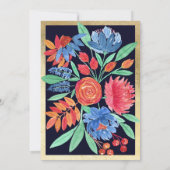 コーラルブルー金ゴールドフローラウォーターカラーブライダルシャワー 招待状 (裏面)