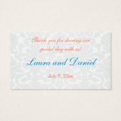 コーラルブルー&グレーダマスクウェディングメッセージカード (裏面)