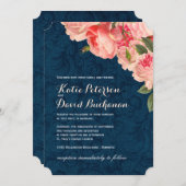 コーラルプアニオンネイビー結婚式招待状 招待状 (正面/裏面)