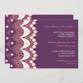 コーラルプラムレース婚約パーティ招待状 招待状 (正面/裏面)