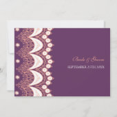 コーラルプラムレース柄結婚式招待状カード 招待状 (裏面)