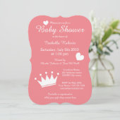 コーラルプリンセスクラウンベビーシャワー招待状 招待状 (スタンド正面)