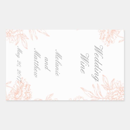 コーラルプー結婚ニーフローラワインラベル 長方形シール (正面)