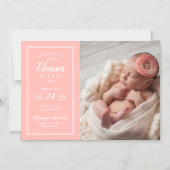 コーラルベビーガール磁気写真誕生のお知らせ マグネット招待状 (正面)