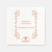 コーラルベルズスクロールワークウェディングレセプション スタンダードカクテルナプキン (正面)