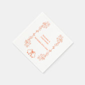 コーラルベルズスクロールワークウェディングレセプション スタンダードカクテルナプキン (角)