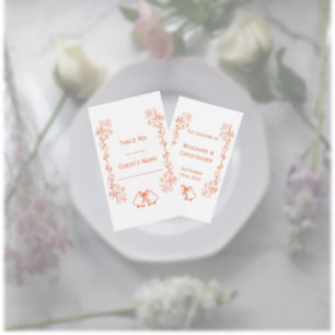 コーラルベルズスクロールワーク結婚デザイン プレイスカード