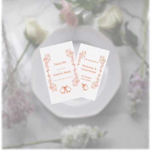 コーラルベルズスクロールワーク結婚デザイン プレイスカード