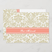 コーラルベージュダマスクバルミツワー招待状 招待状 (正面/裏面)