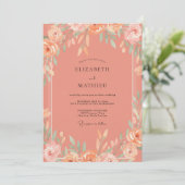 コーラルペイントの芍薬の結婚式 招待状 (スタンド正面)