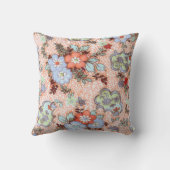 コーラルペリウィンクルブルー&グリーンフローラ クッション (裏面)